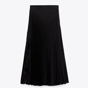 Zara pleated satin midi skirt